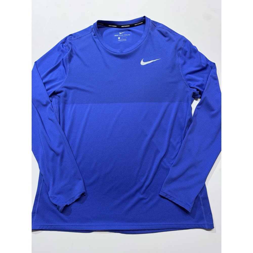 Nike Zonal Cooling Running Shirt Men's Large Blue Long Sleeve Crew Neck Breath